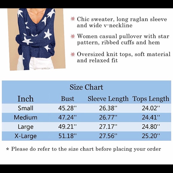 New Batwing Sleeve Raglan Sweater with Stars - Picture 6 of 6